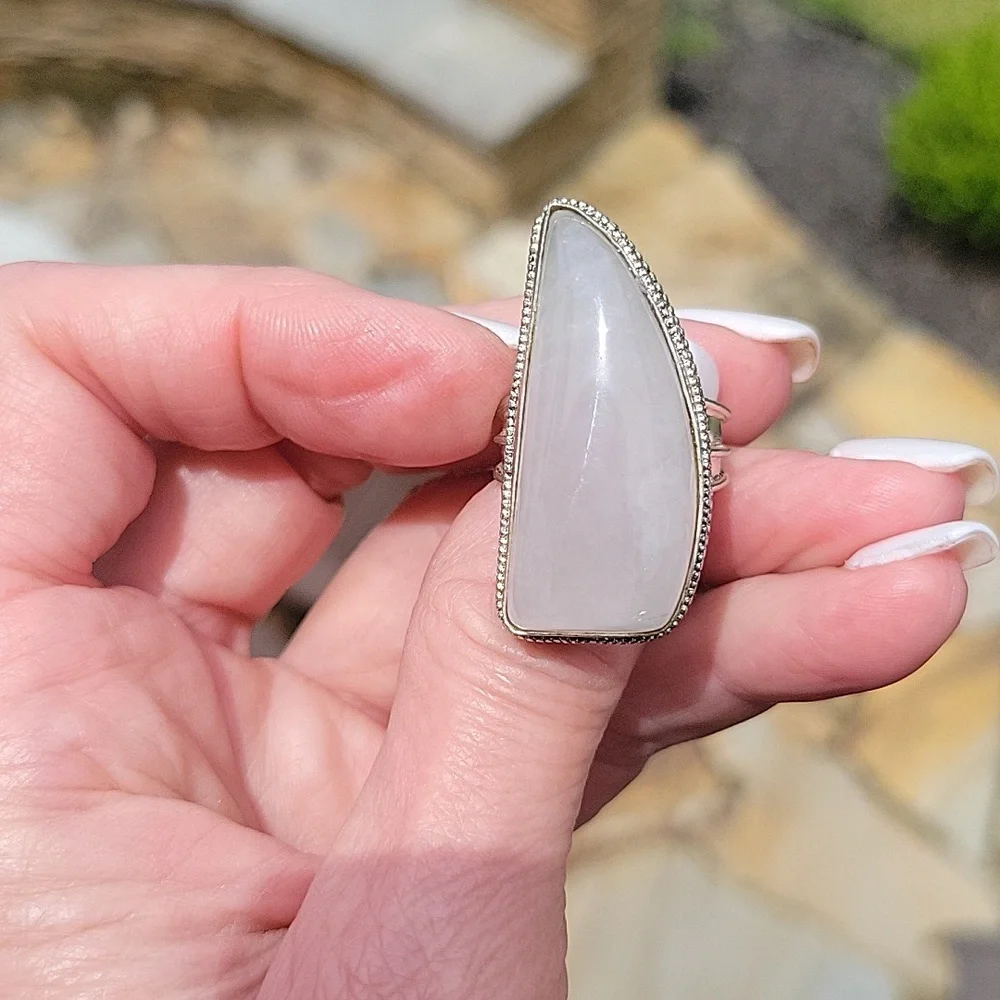 Rose Quartz with Vintage Band Ring Sz 8.5
